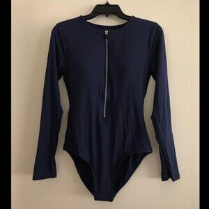 NTW $105 UPF 50 JANTZEN Zip Front Long Sleeve One-piece Swimsuit 8